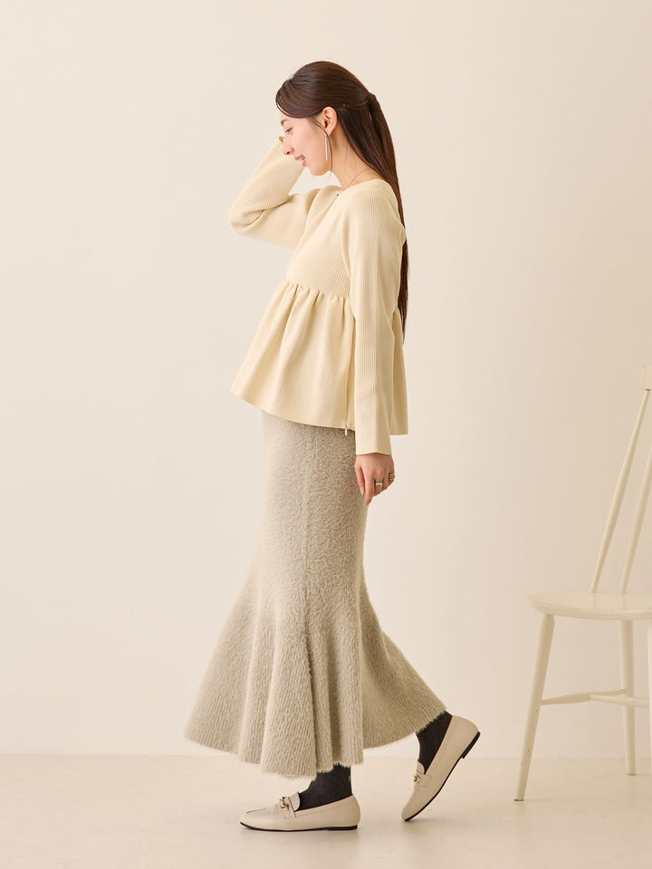 シャギーニットマーメイドスカート Light gray