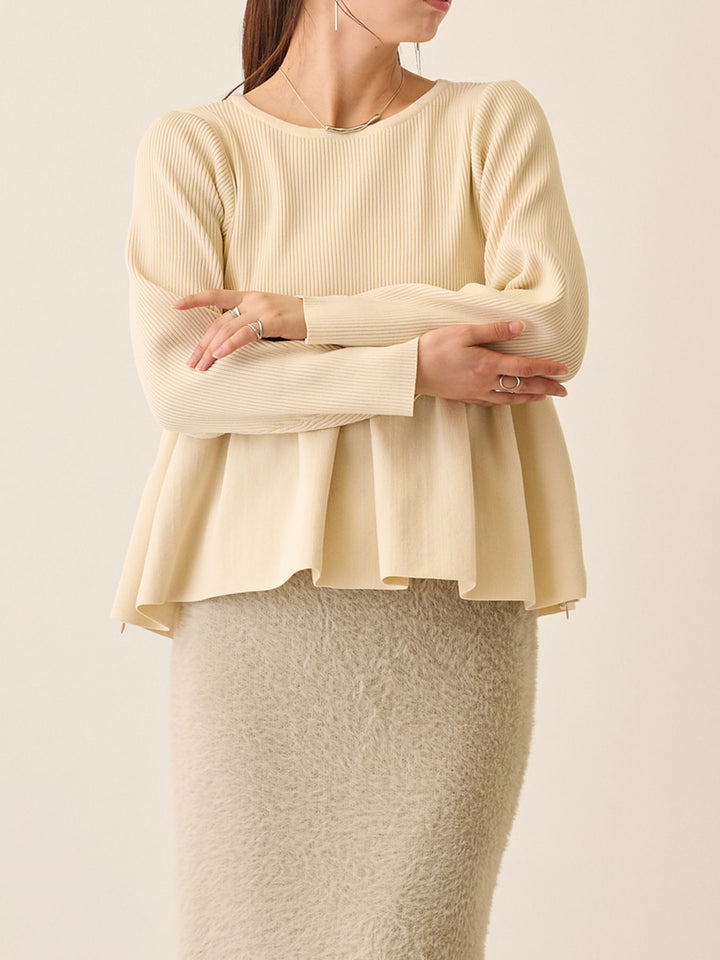 ペプラムニットトップス Ivory