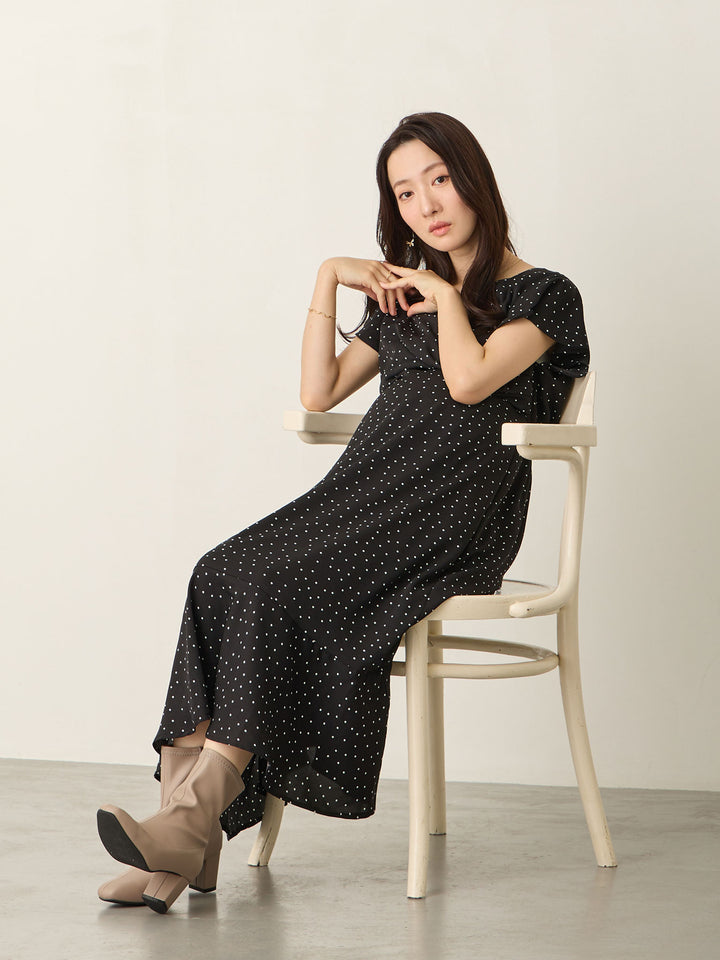 Cache-coeur 圆点连衣裙 黑色