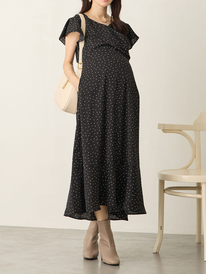 Cache-coeur 圆点连衣裙 黑色