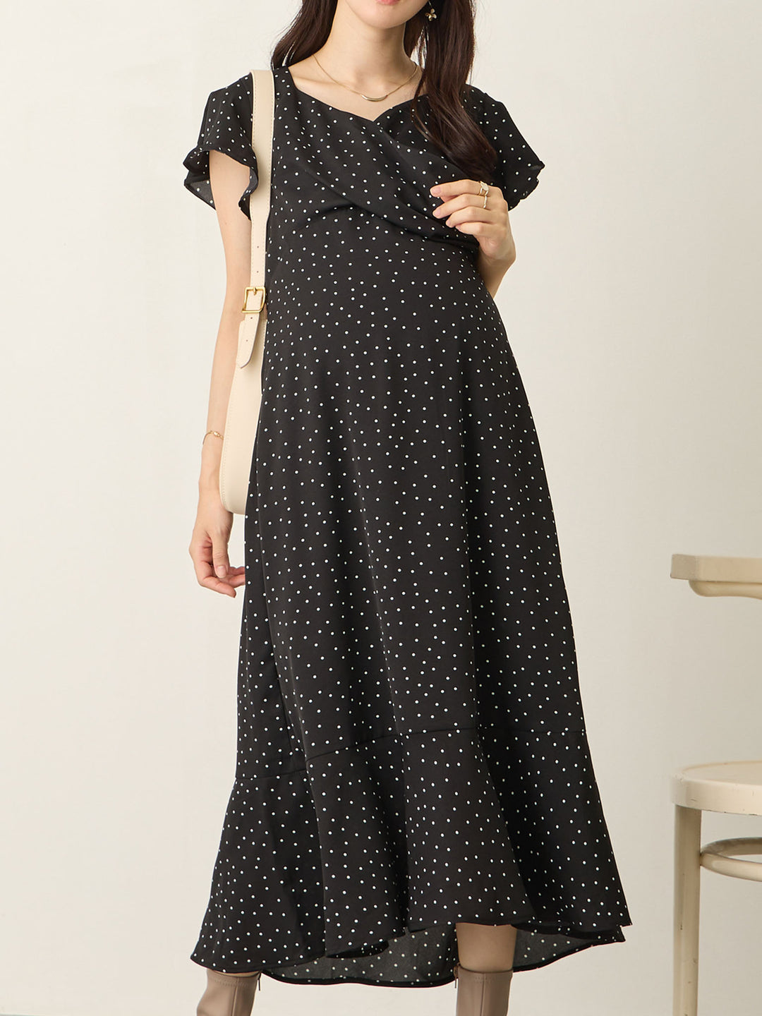 Cache-coeur 圆点连衣裙 黑色