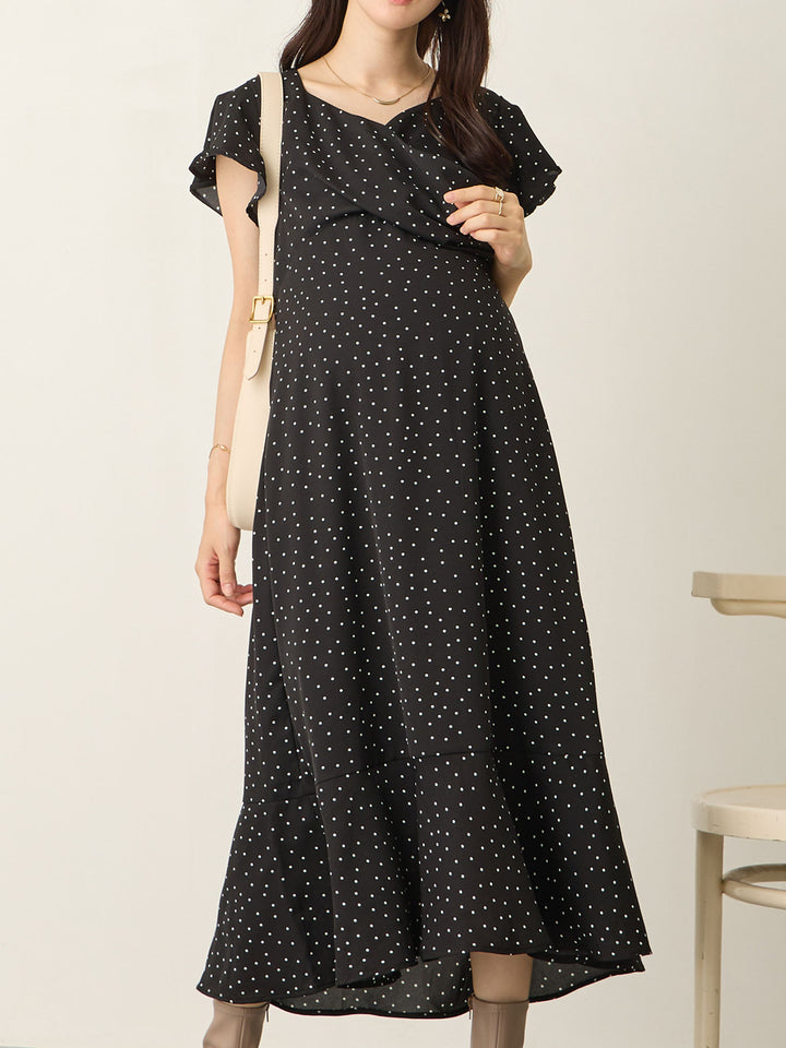 Cache-coeur 圆点连衣裙 黑色