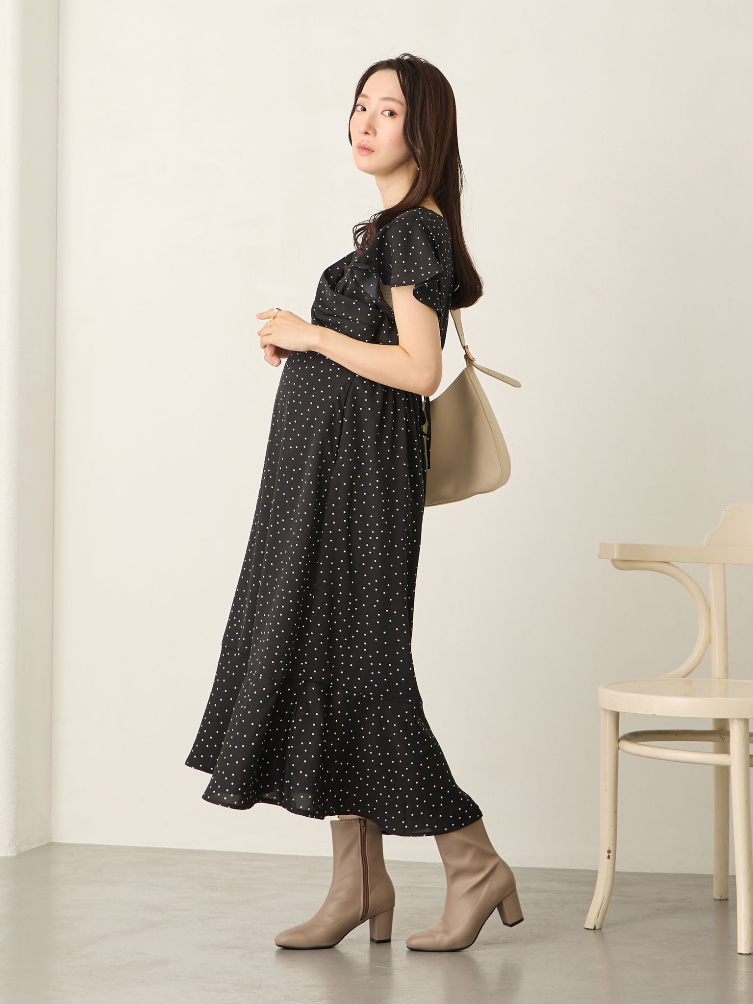 our アワーホーム　「カシュクールワンピース」　ブラック　ほぼ未使用 カシュクールワンピース – OURHOME