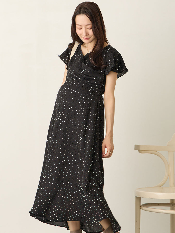 Cache-coeur 圆点连衣裙 黑色