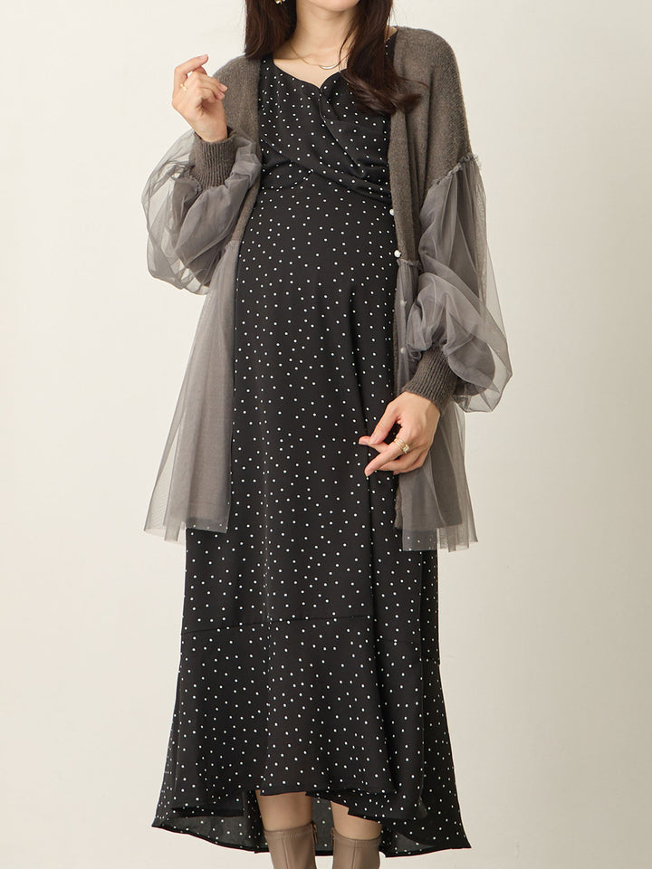 Cache-coeur 圆点连衣裙 黑色