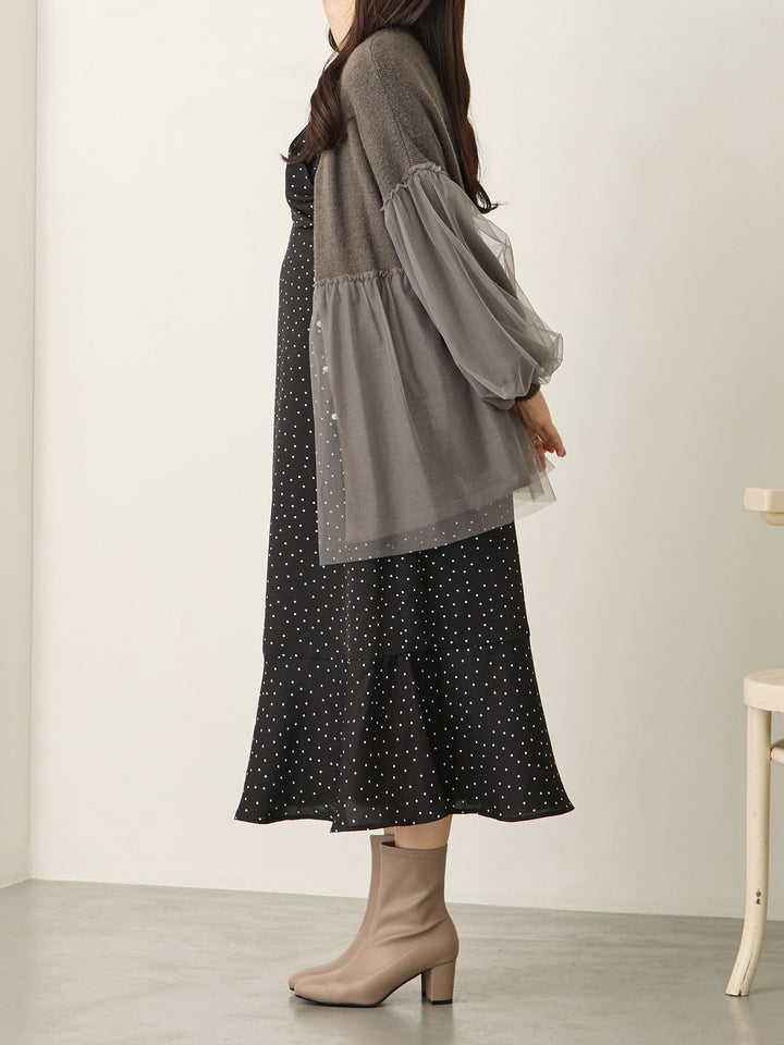 Cache-coeur 圆点连衣裙 黑色