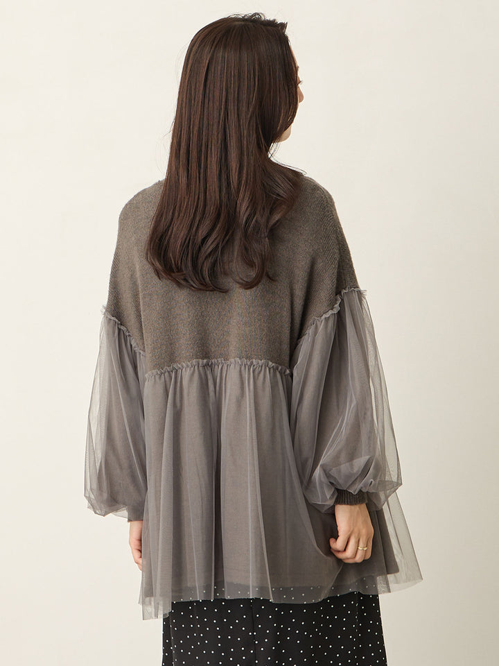 薄纱开衫，炭灰色