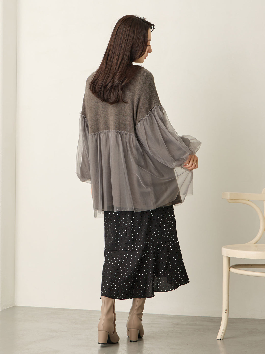 Cache-coeur 圆点连衣裙 黑色