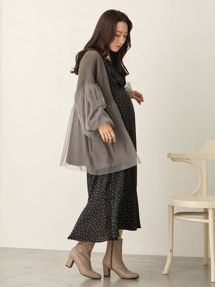 Cache-coeur 圆点连衣裙 黑色