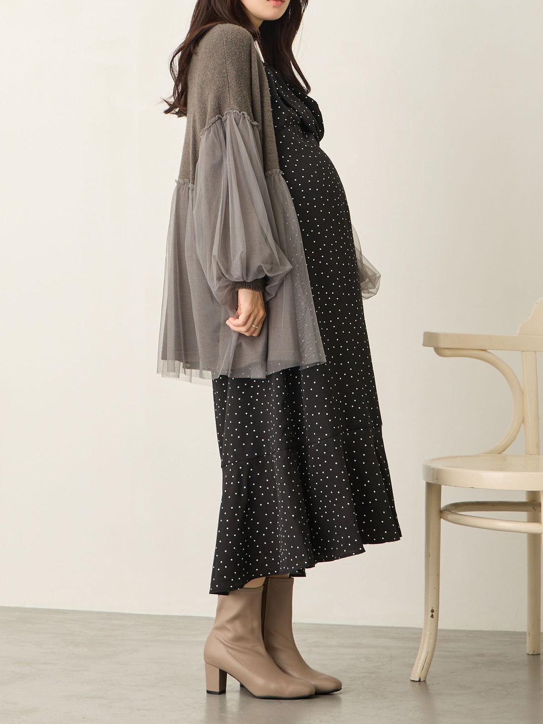 Cache-coeur 圆点连衣裙 黑色