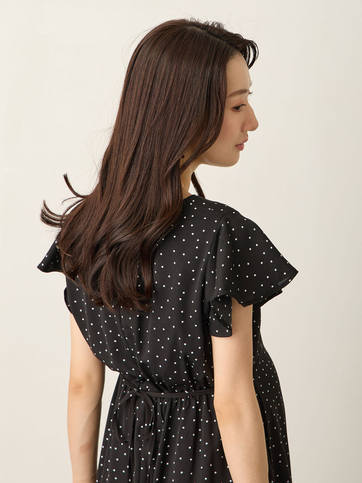 Cache-coeur 圆点连衣裙 黑色