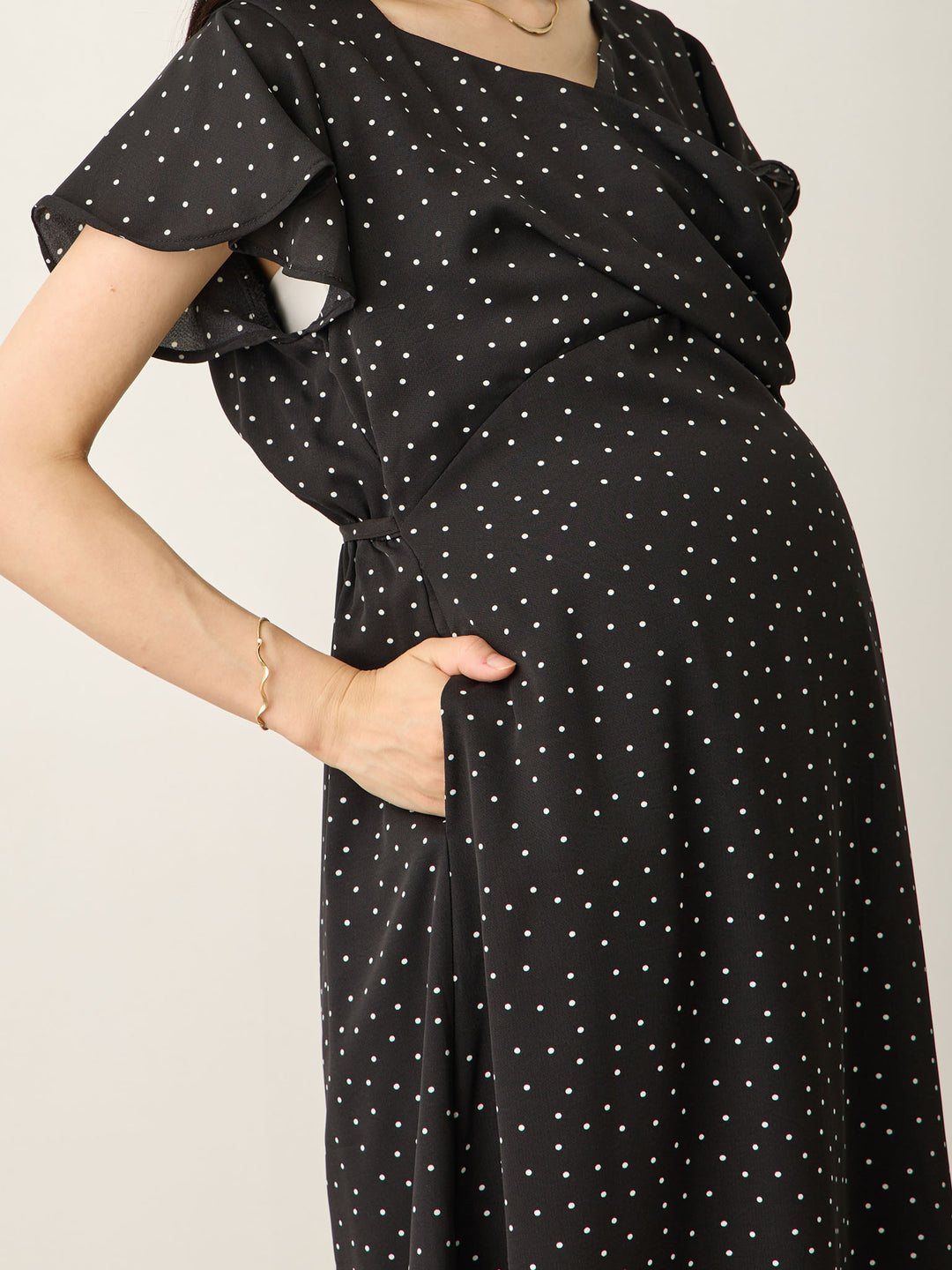 Cache-coeur 圆点连衣裙 黑色