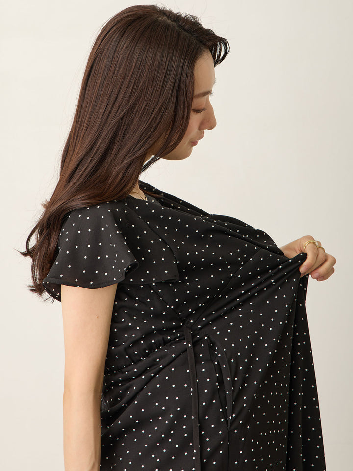 Cache-coeur 圆点连衣裙 黑色