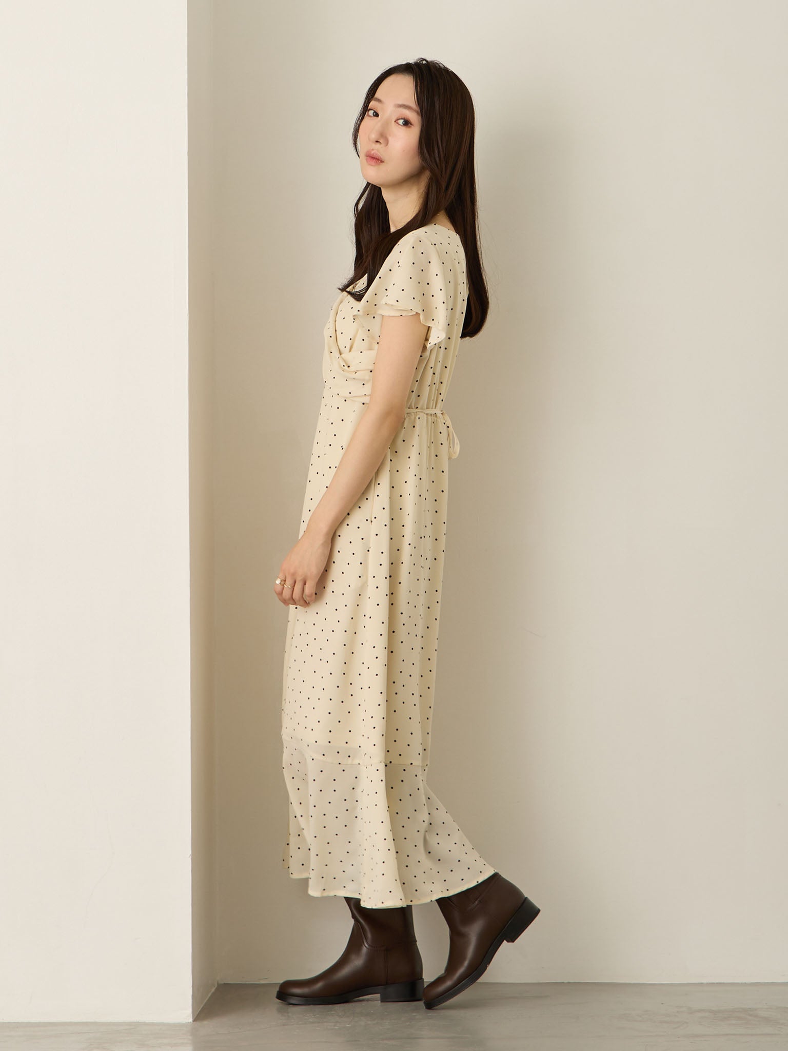 our カシュクールワンピース　ホワイト ワンピース シャツ 襟付き カシュクール Liala×PG 全3色｜lpg311