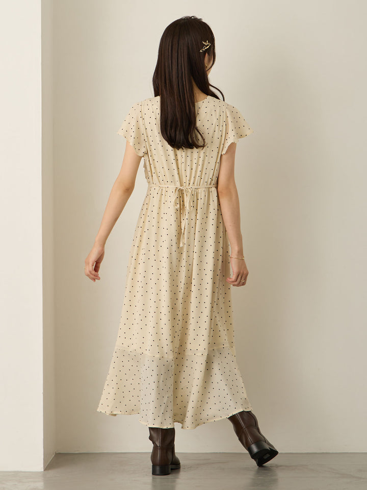 Cache-coeur 圆点连衣裙，象牙色