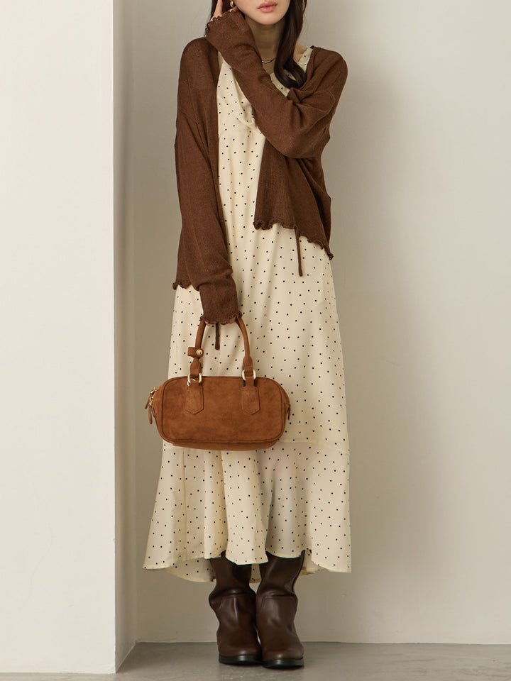 Cache-coeur 圆点连衣裙，象牙色