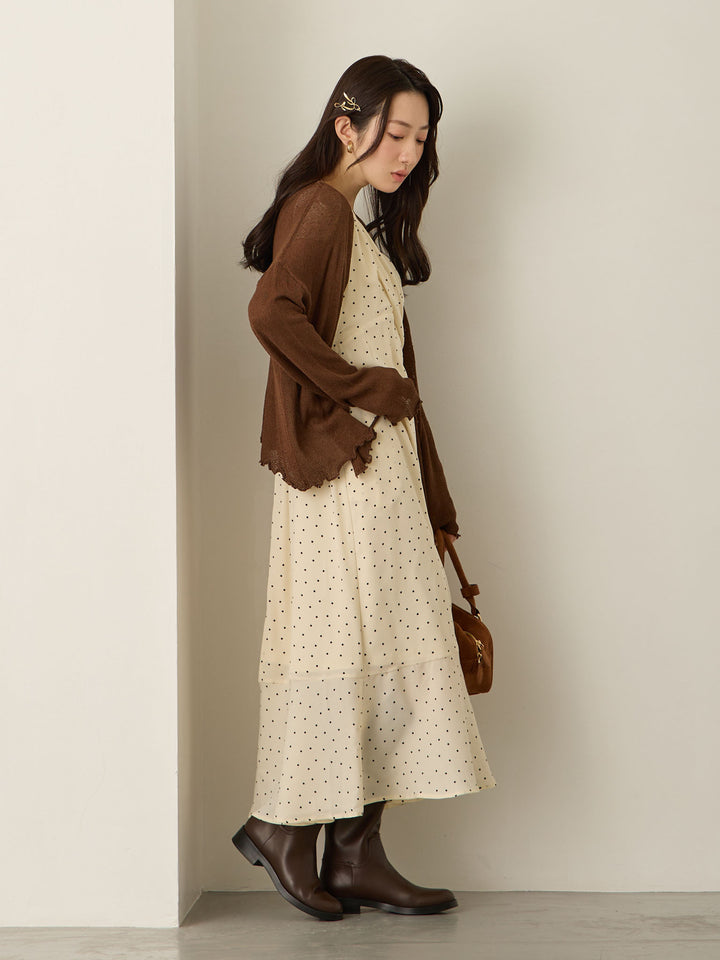 Cache-coeur 圆点连衣裙，象牙色