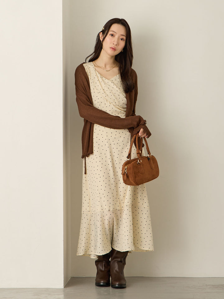 Cache-coeur 圆点连衣裙，象牙色