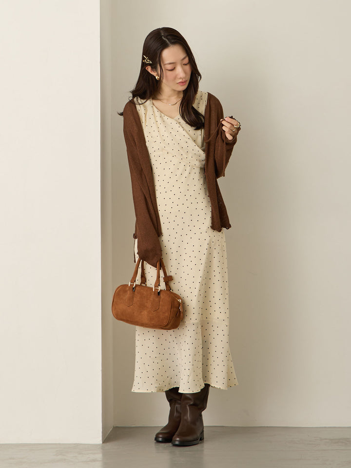 Cache-coeur 圆点连衣裙，象牙色