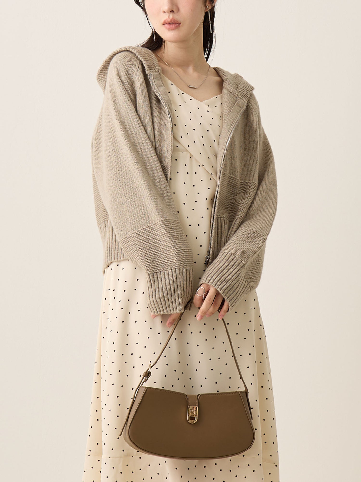 ダブルジップニットカーディガン Gray