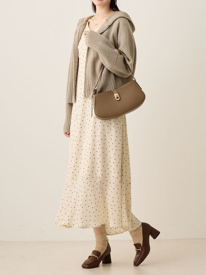 Cache-coeur 圆点连衣裙，象牙色