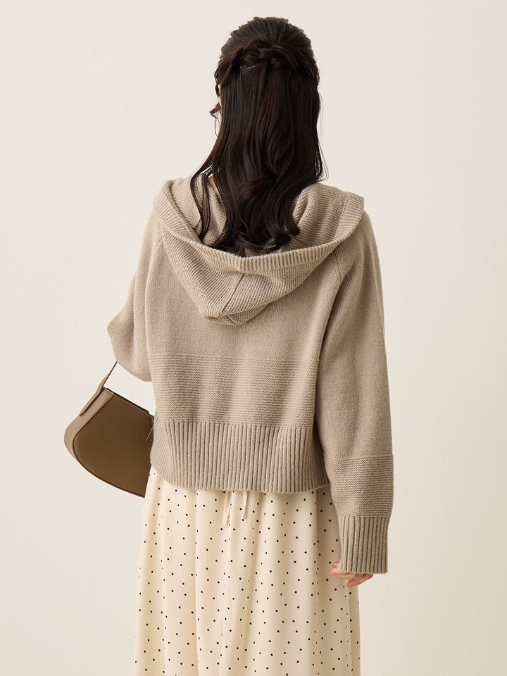 双拉链针织开衫灰色