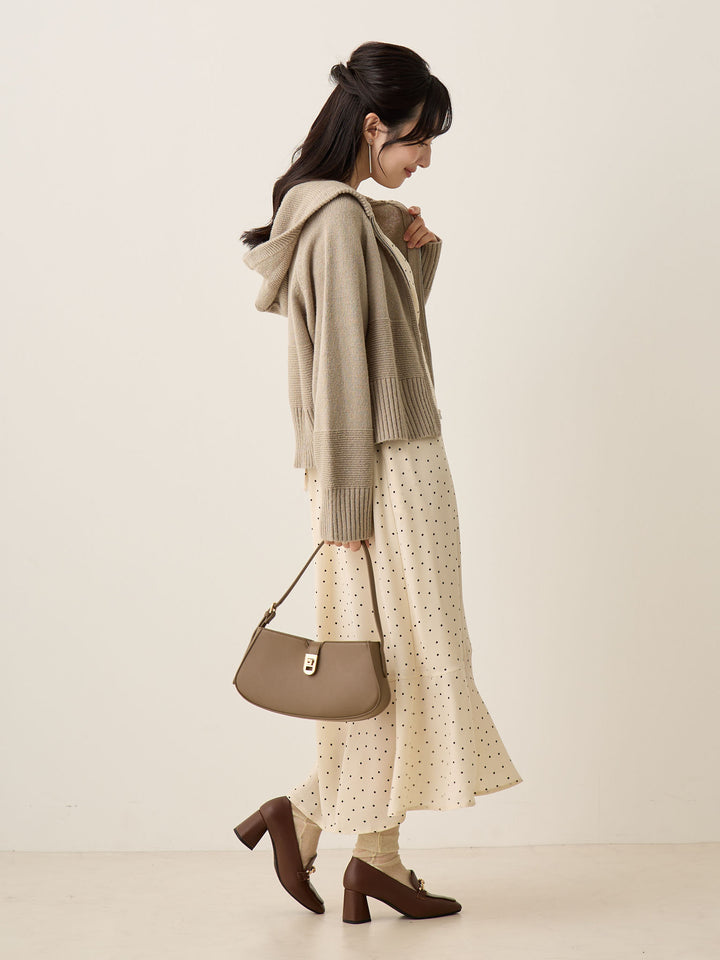 Cache-coeur 圆点连衣裙，象牙色