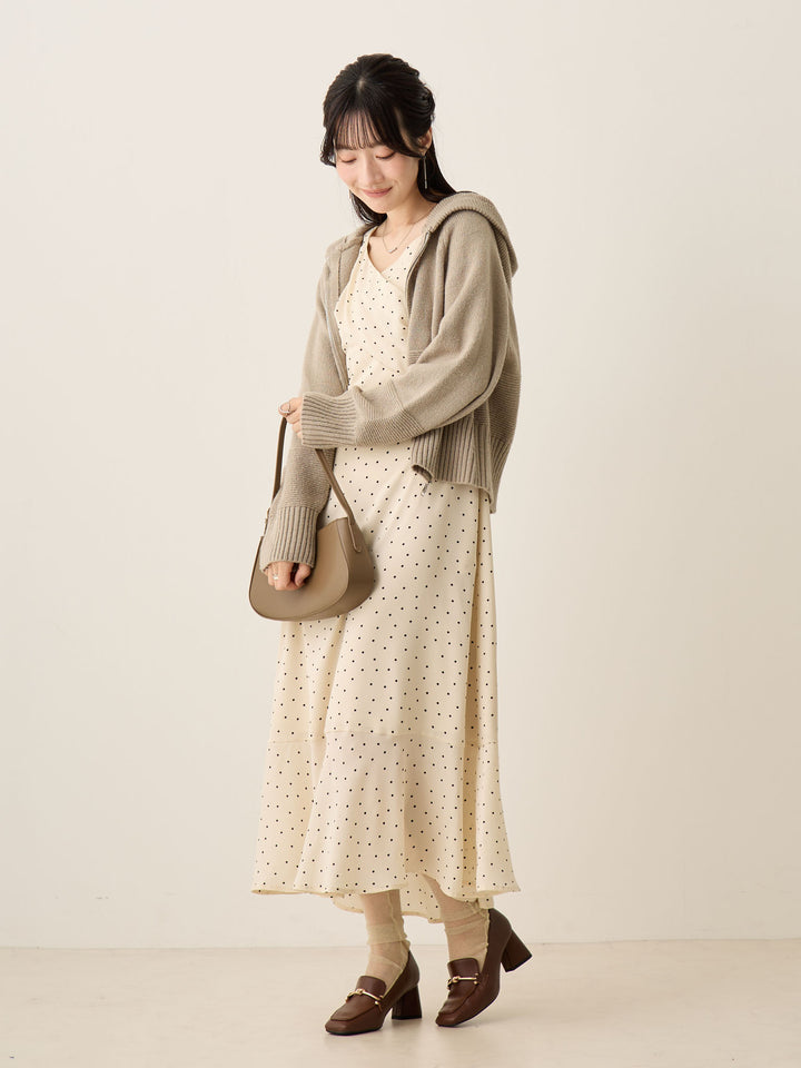 Cache-coeur 圆点连衣裙，象牙色