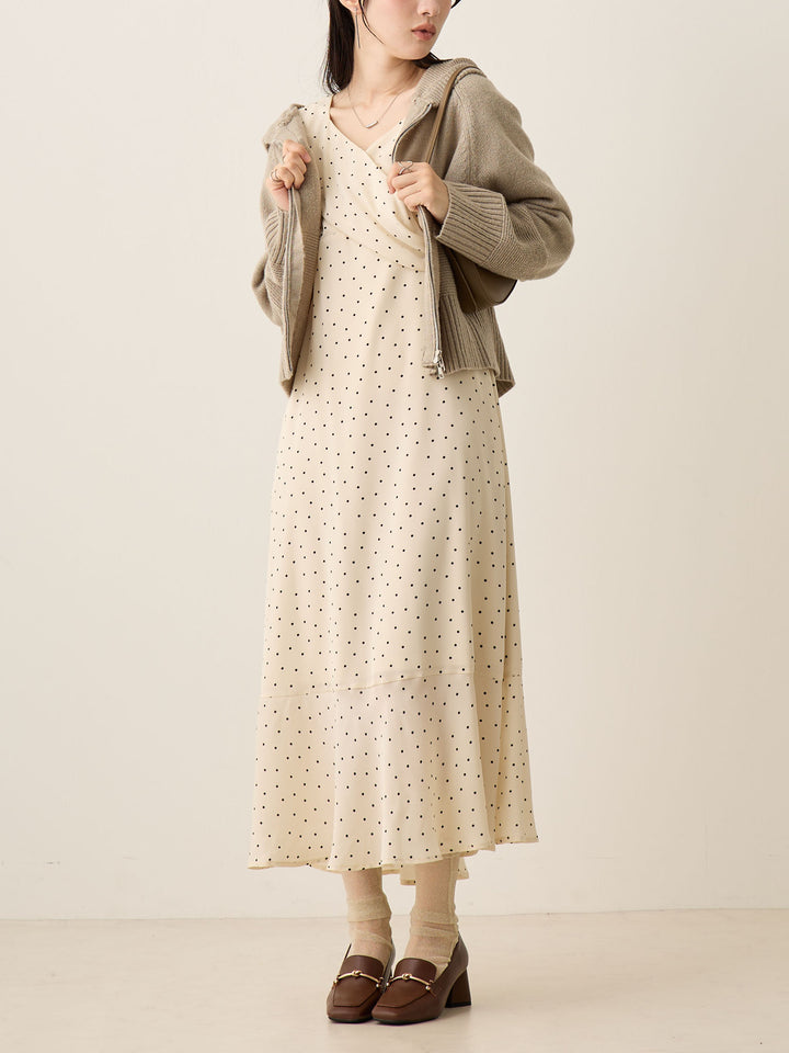 Cache-coeur 圆点连衣裙，象牙色