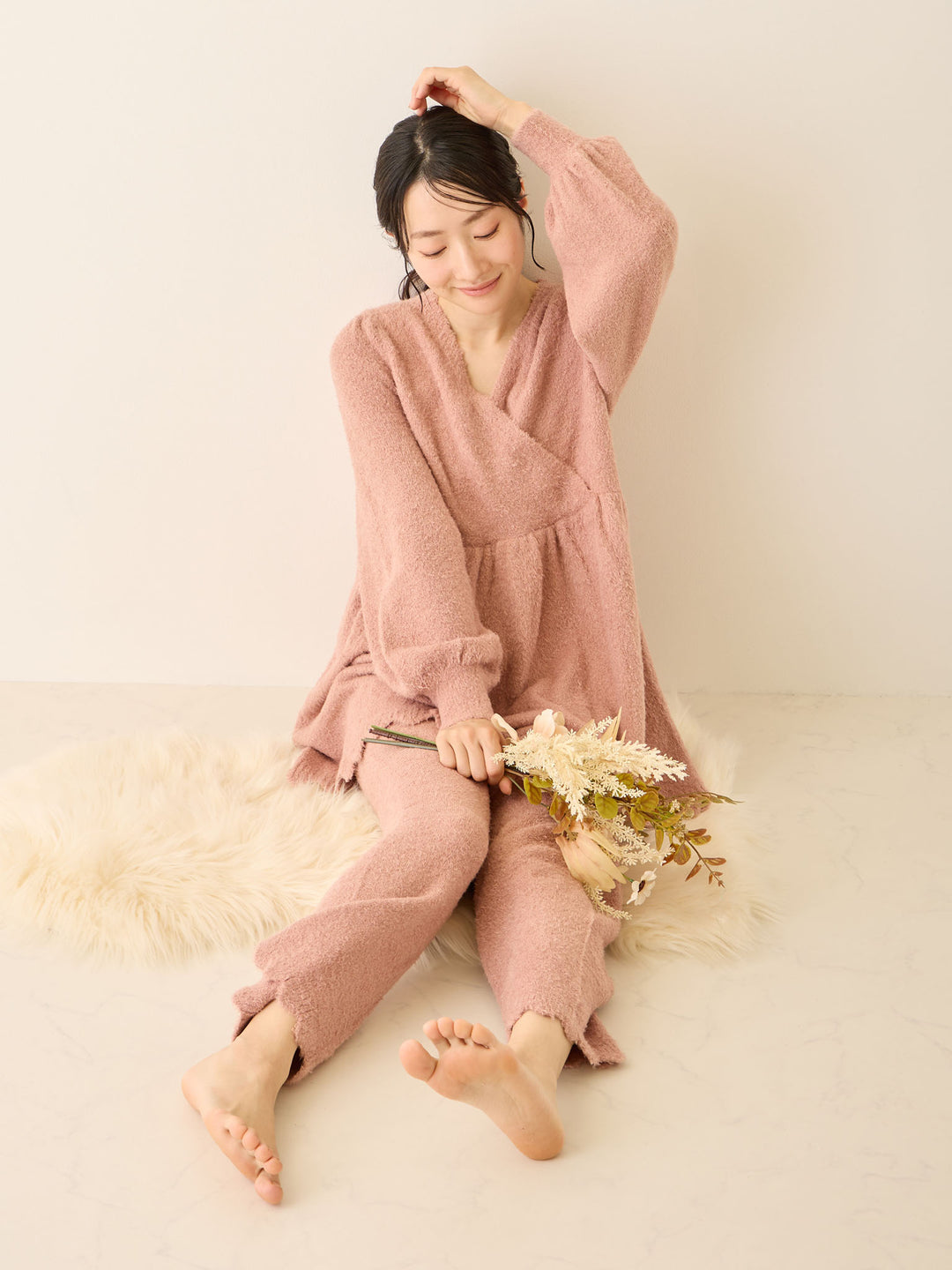 ふわふわルームレギンス Pink beige