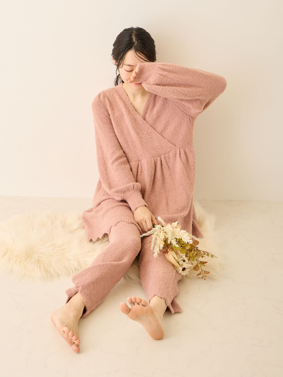 ふわふわルームトップス Pink beige