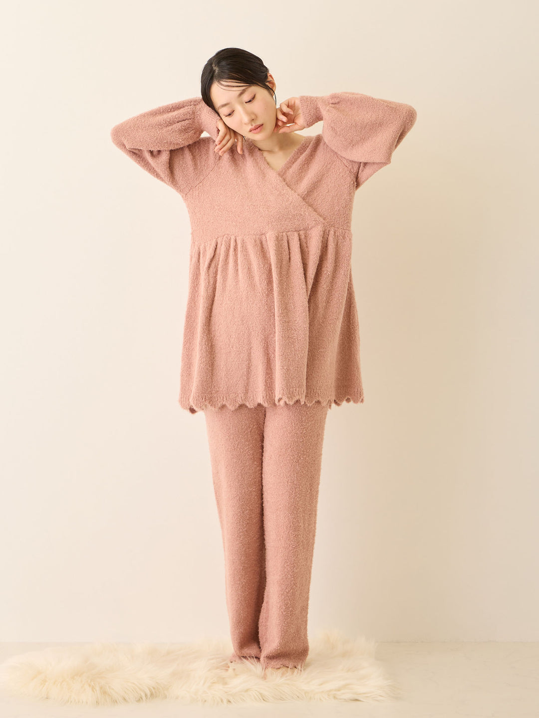 ふわふわルームトップス Pink beige