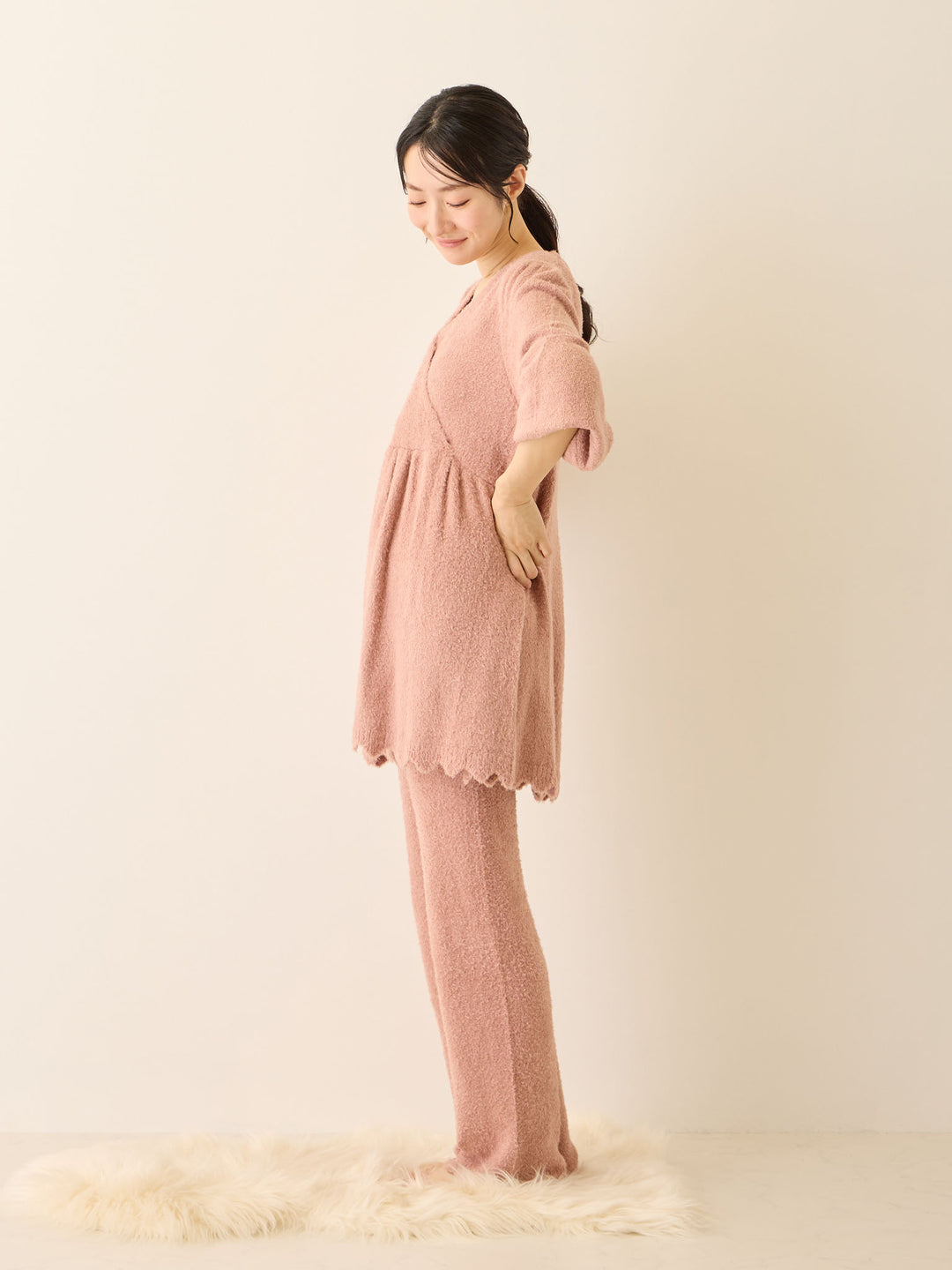 ふわふわルームトップス Pink beige