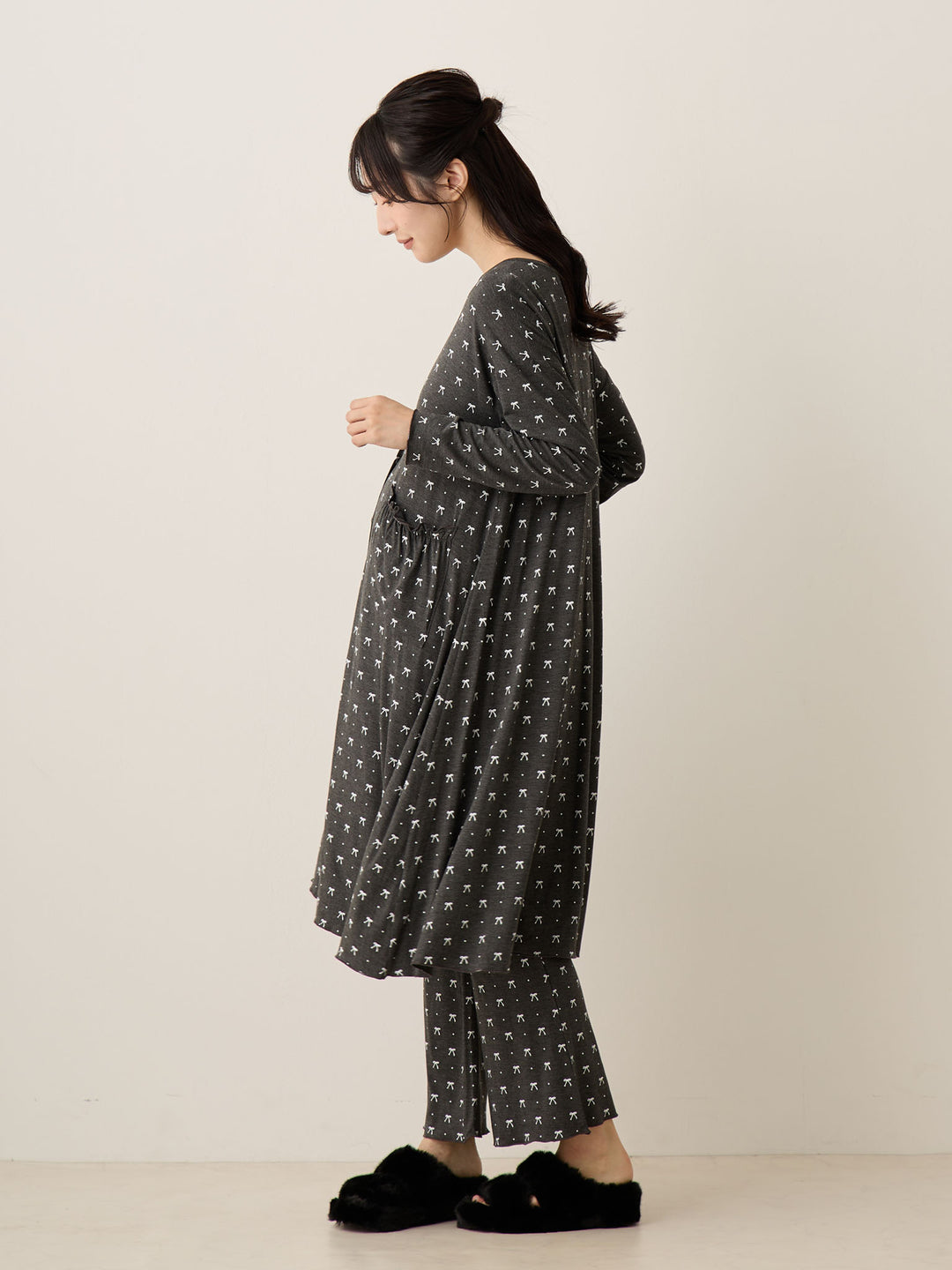 リボンドットルームウェア Gray