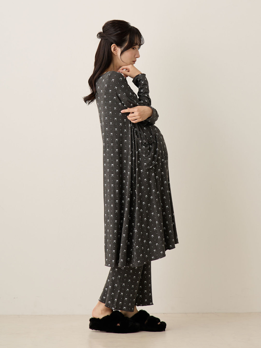 リボンドットルームウェア Gray