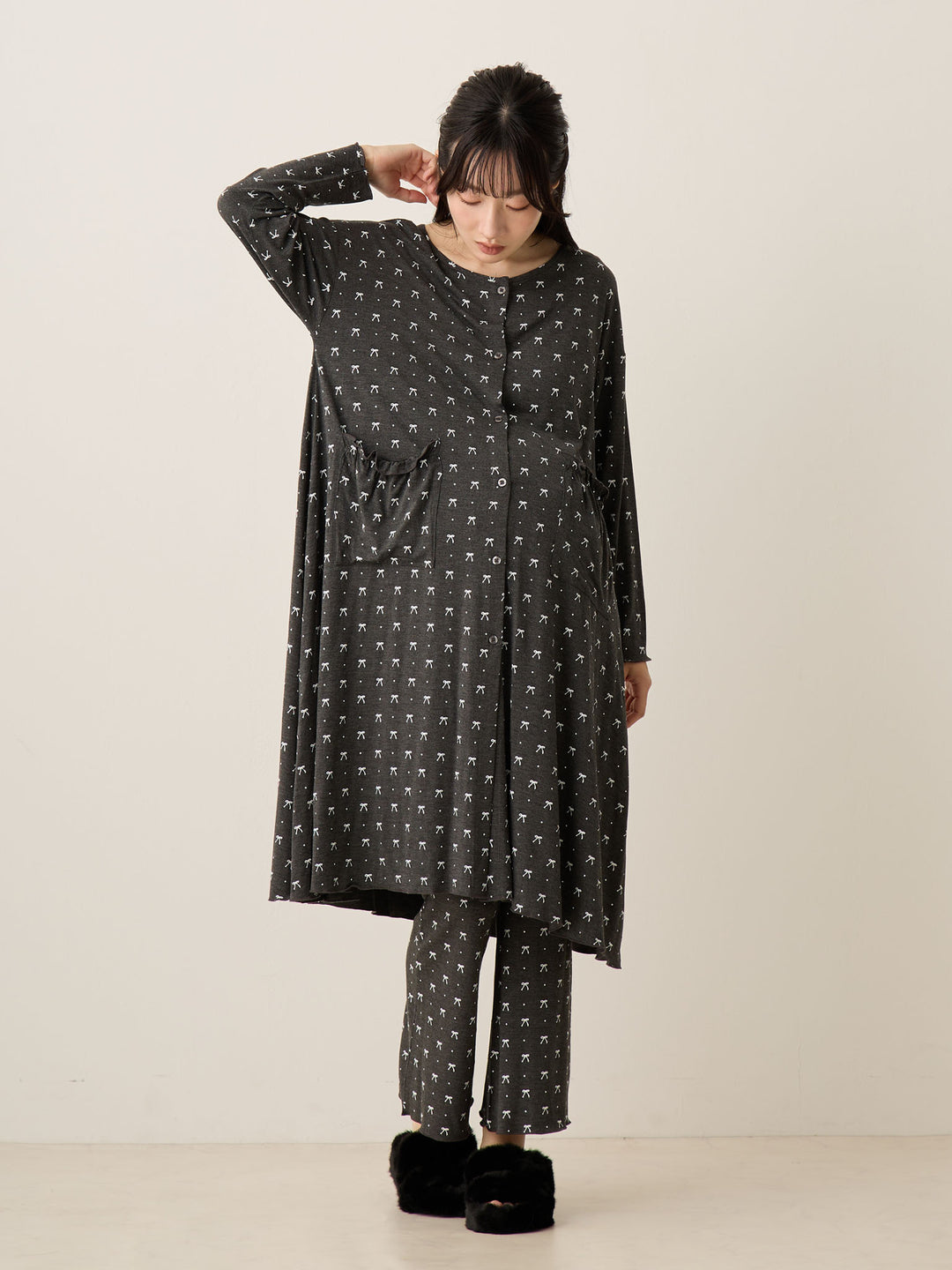 リボンドットルームウェア Gray