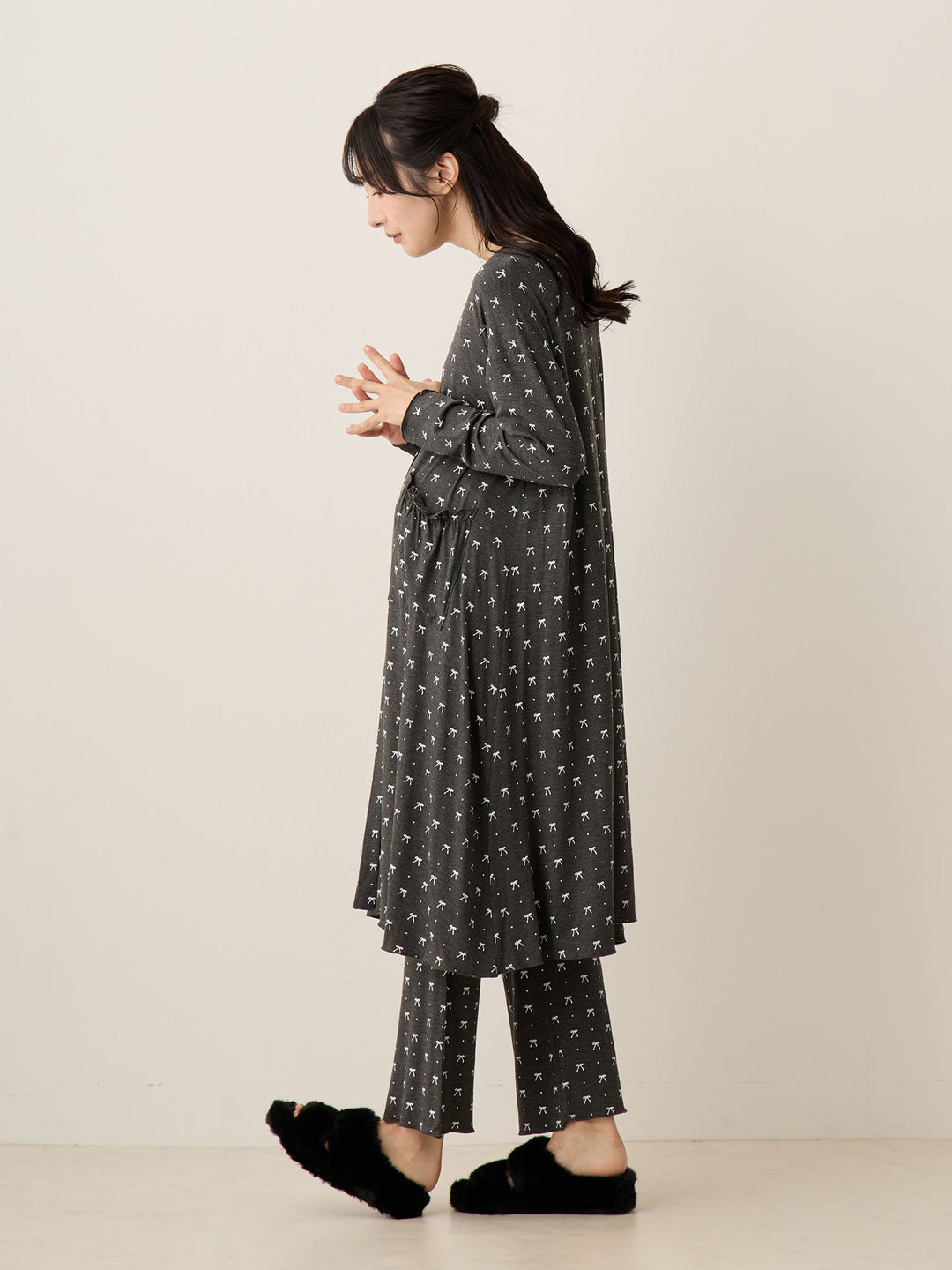 リボンドットルームウェア Gray