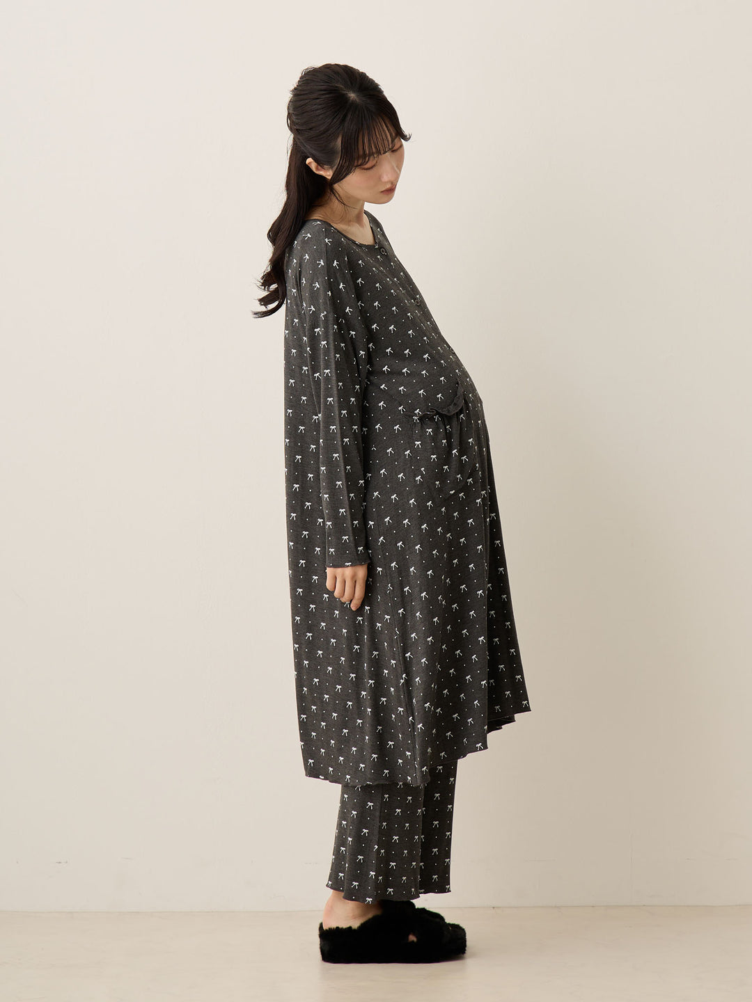 リボンドットルームウェア Gray