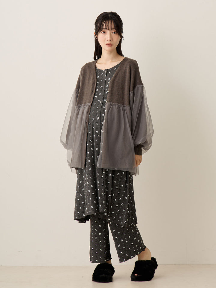 薄纱开衫，炭灰色