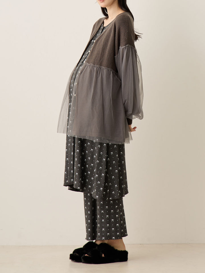 薄纱开衫，炭灰色