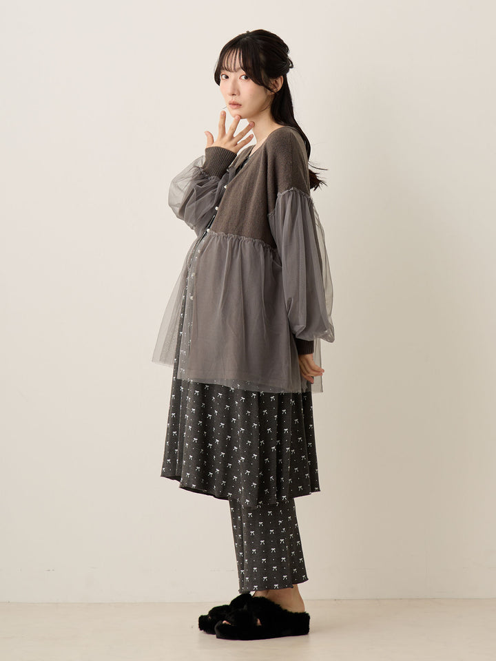 リボンドットルームウェア Gray