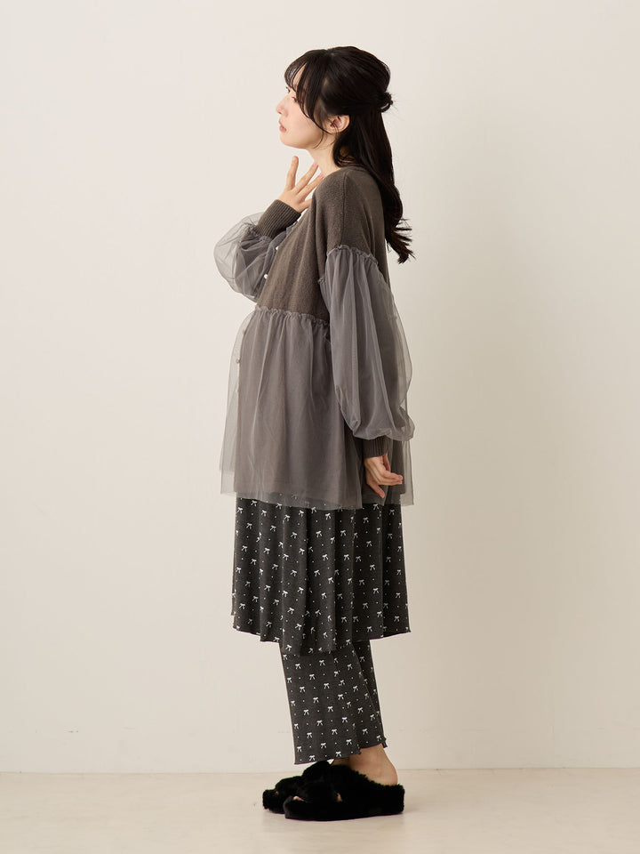 薄纱开衫，炭灰色