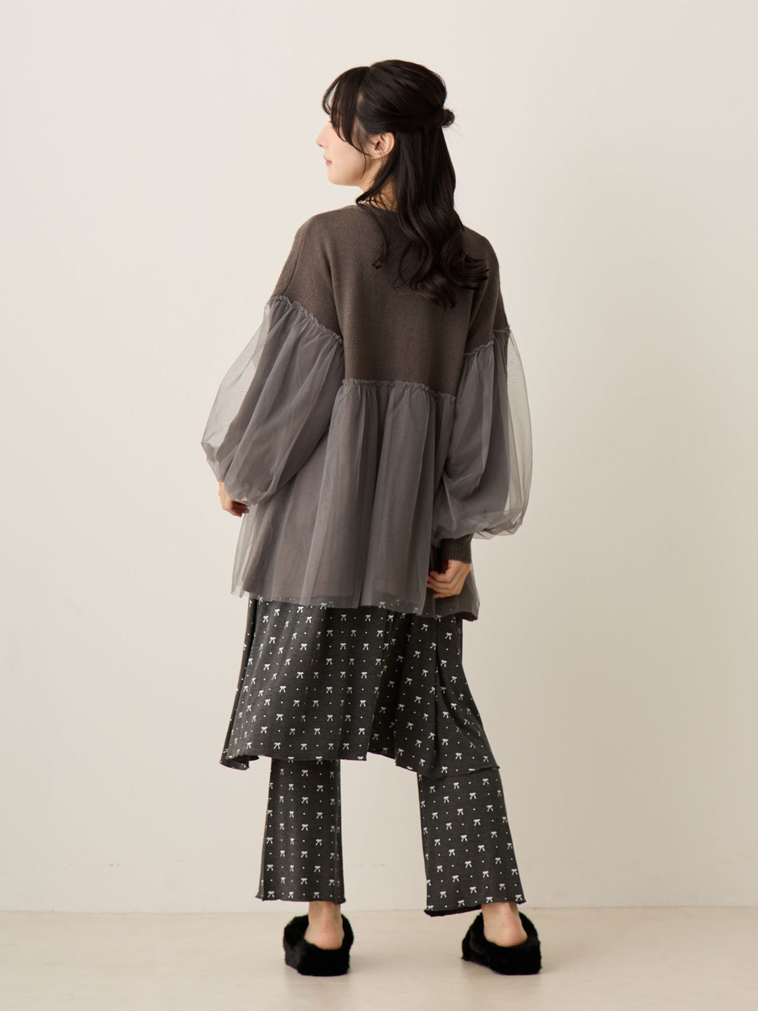 リボンドットルームウェア Gray