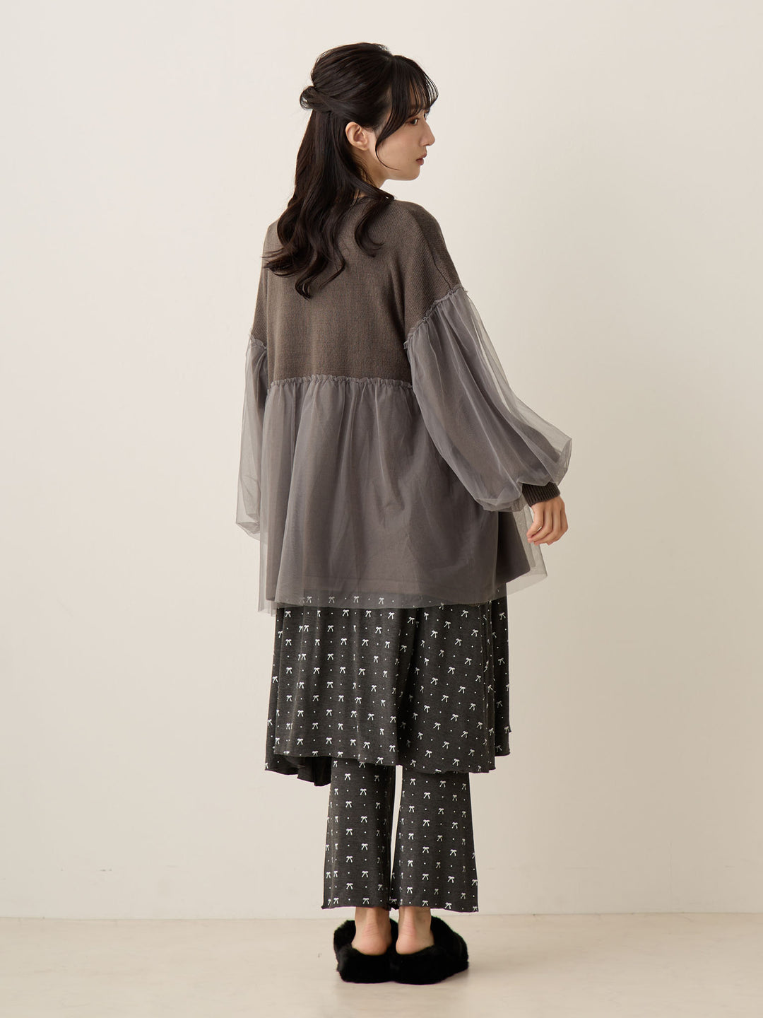 リボンドットルームウェア Gray