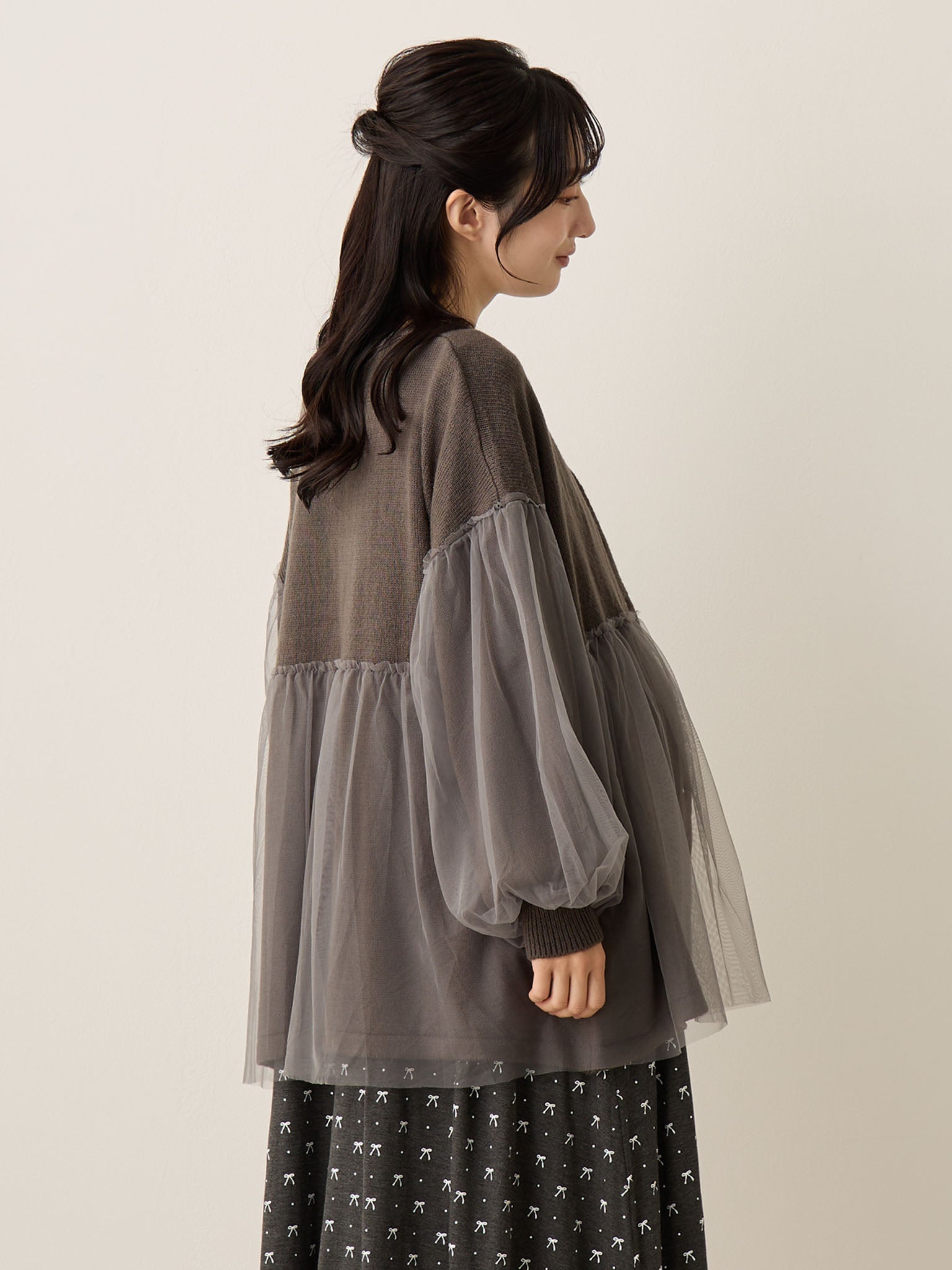 チュールカーディガン Charcoal gray