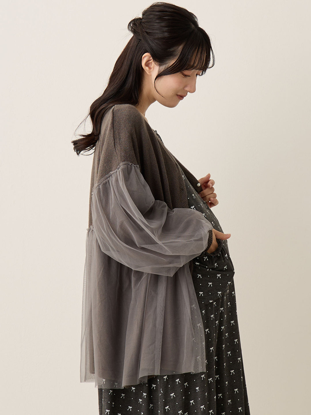 薄纱开衫，炭灰色