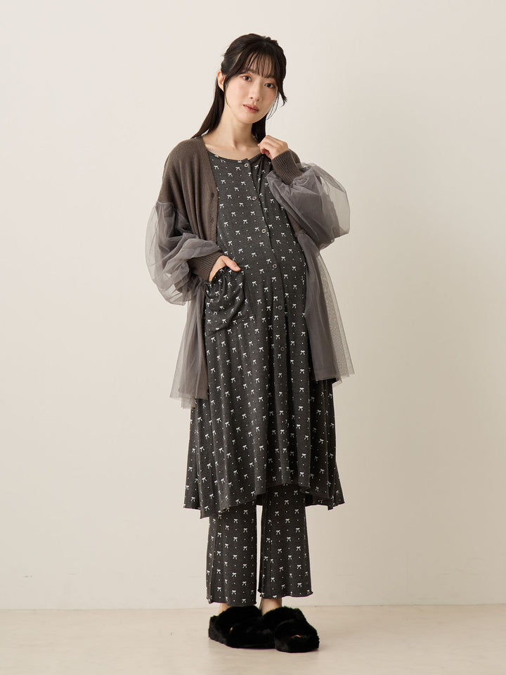 薄纱开衫，炭灰色