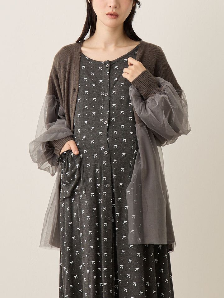 薄纱开衫，炭灰色