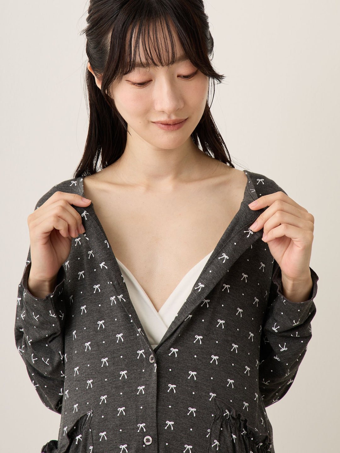 リボンドットルームウェア Gray