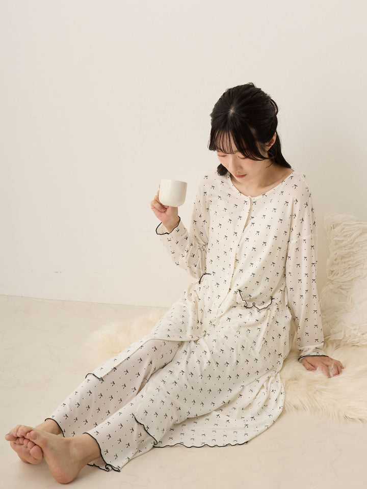 リボンドットルームウェア Ivory